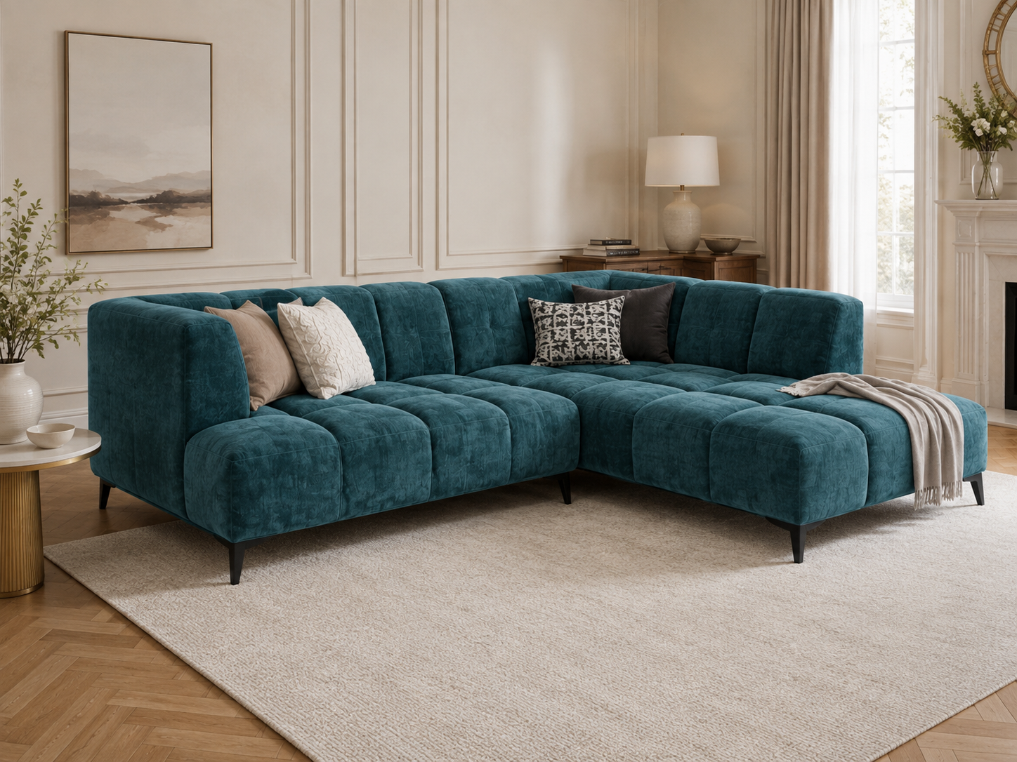 Emerald Ecksofa in Petrol