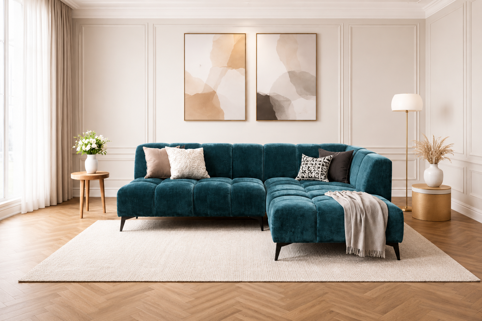 Emerald Ecksofa in Petrol
